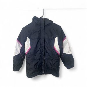 Columbia Youth Hoodie Jacket Black Waterproof Pockets Zip Up Snaps